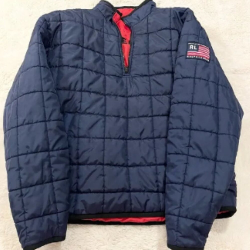 Vintage Men's Polo Jeans Ralph Lauren Reversible Puffer Anorak XL Jacket Y2K
